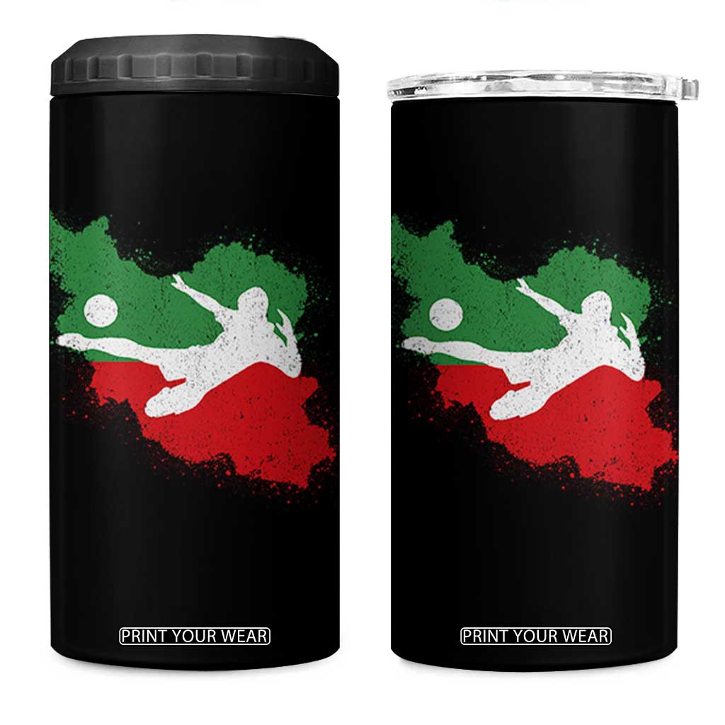 Iran Soccer 4 in 1 Can Cooler Tumbler Vintage Watercolors Iran Flag Iranian World Football Fan TS10 One Size: 16 oz Black Print Your Wear