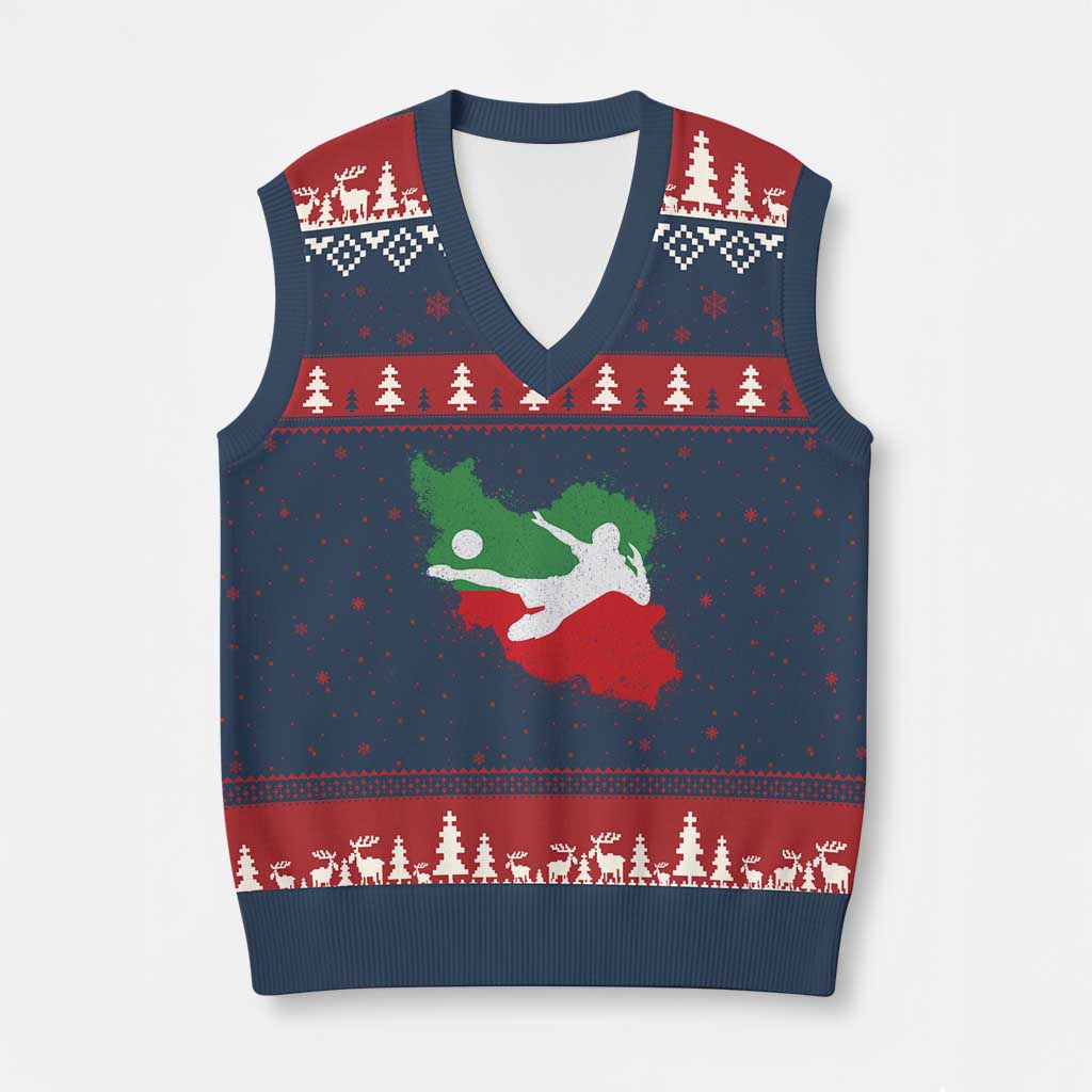 Iran Soccer V-Neck Knit Sweater Vest Vintage Watercolors Iran Flag Iranian World Football Fan TS10 Navy Red Print Your Wear