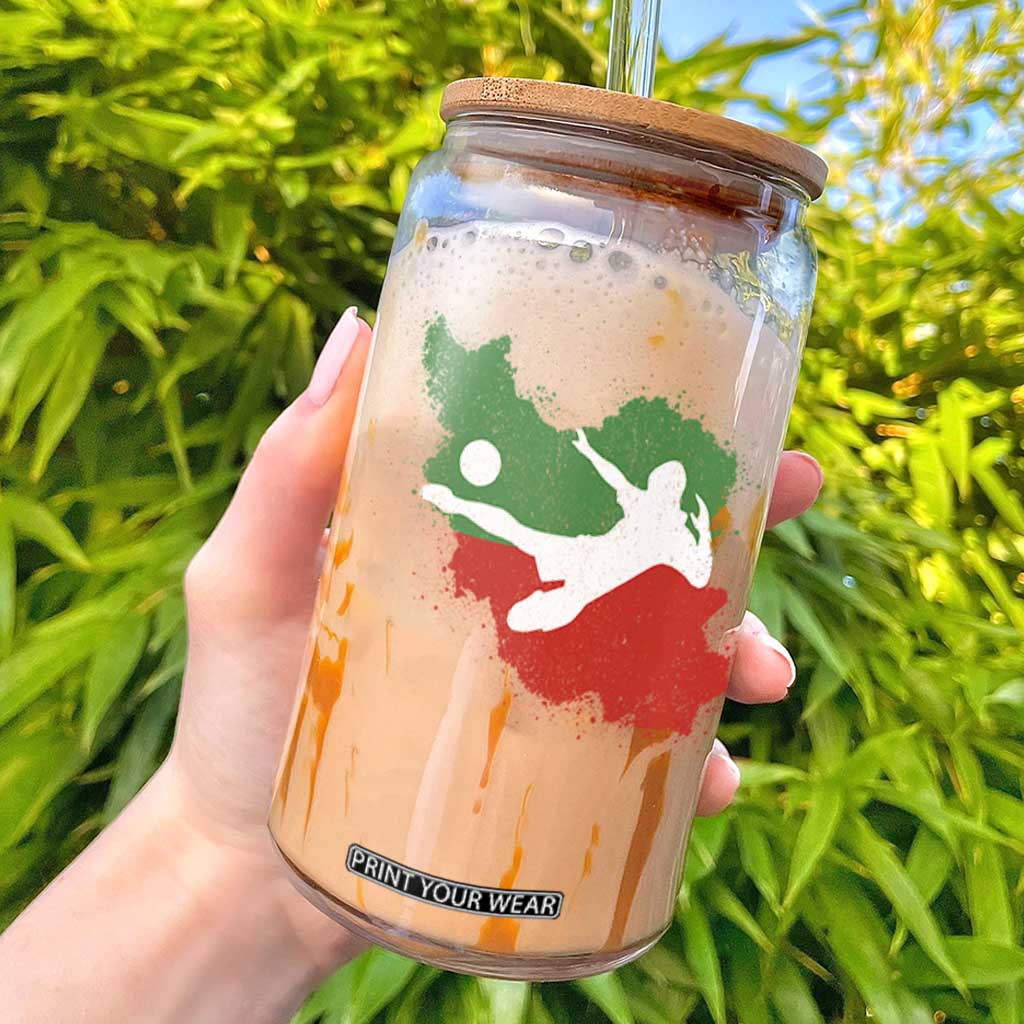 Iran Soccer Glass Can Vintage Watercolors Iran Flag Iranian World Football Fan TS10 Black Print Your Wear