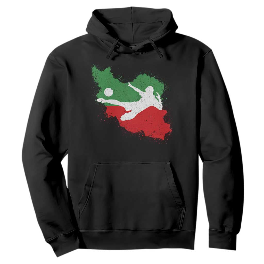 Iran Soccer Hoodie Vintage Watercolors Iran Flag Iranian World Football Fan TS10 Black Print Your Wear