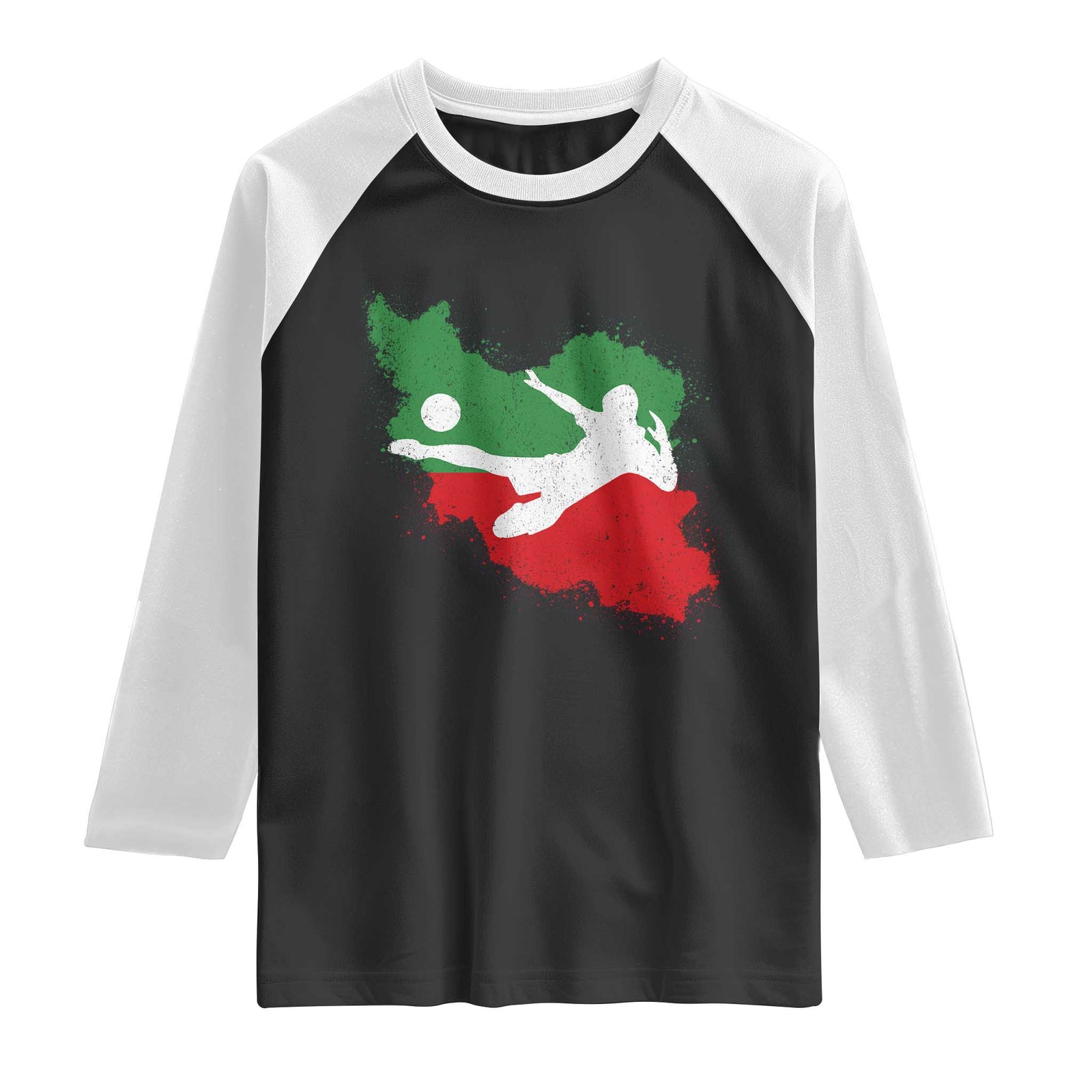Iran Soccer Raglan Shirt Vintage Watercolors Iran Flag Iranian World Football Fan TS10 Black White Print Your Wear