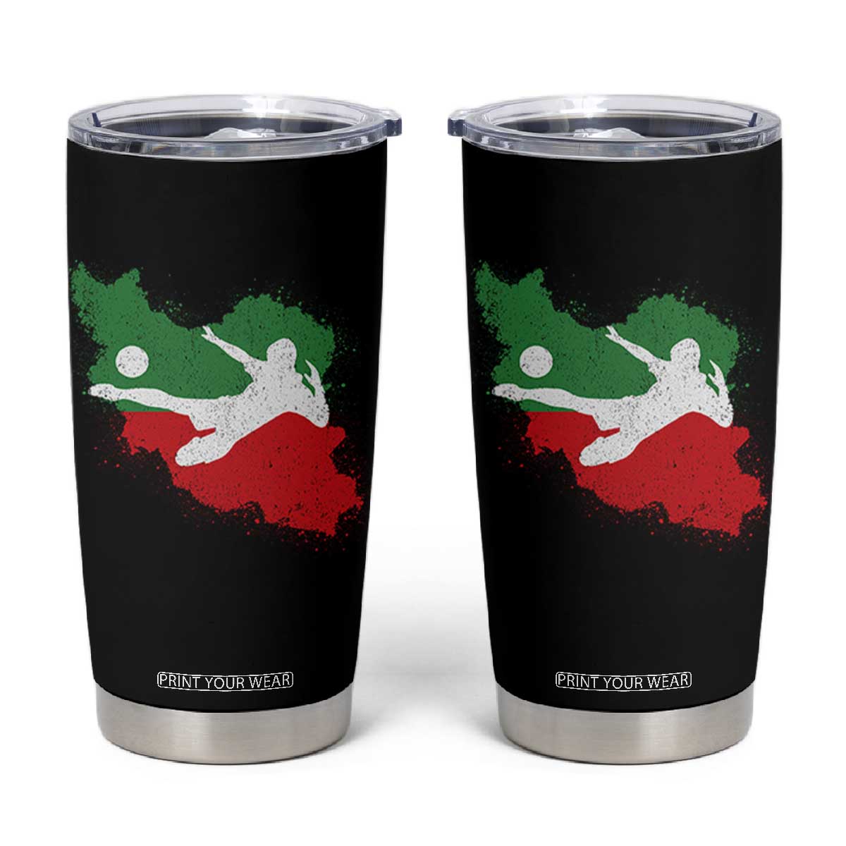 Iran Soccer Tumbler Cup Vintage Watercolors Iran Flag Iranian World Football Fan TS10 Black Print Your Wear