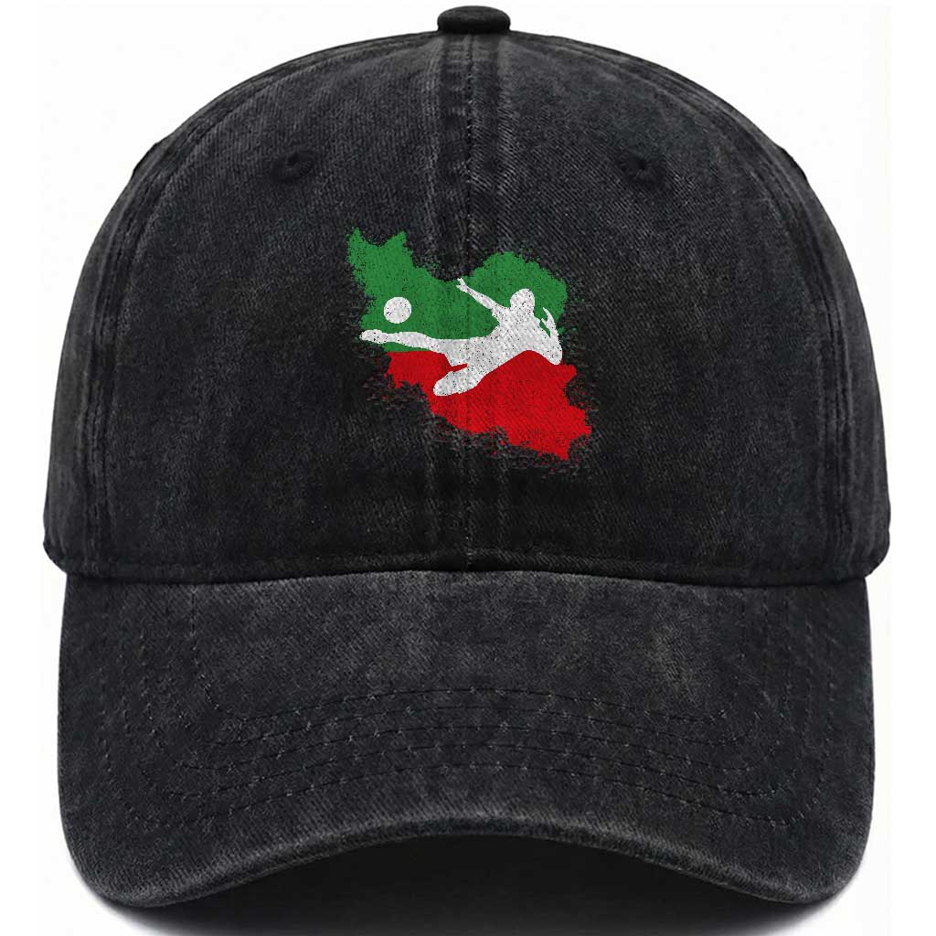 Iran Soccer Washed Cotton Baseball Cap Vintage Watercolors Iran Flag Iranian World Football Fan TS10 Print Your Wear