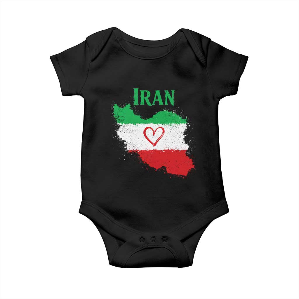 Iran Heart Map Flag Baby Onesie Retro Vintage Watercolors Freedom Iranian Persian TS10 Black Print Your Wear