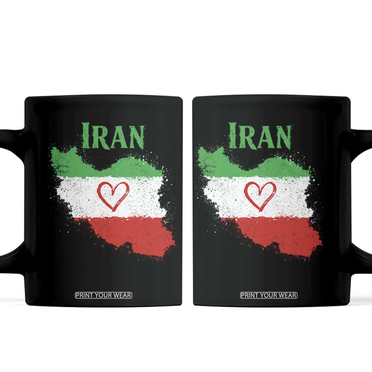 Iran Heart Map Flag Coffee Mug Retro Vintage Watercolors Freedom Iranian Persian TS10 Black Print Your Wear