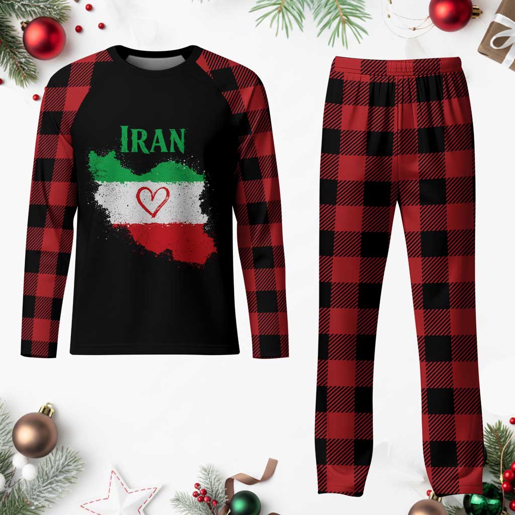 Iran Heart Map Flag Plaid Pajama Set Retro Vintage Watercolors Freedom Iranian Persian TS10 Buffalo Plaid Print Your Wear