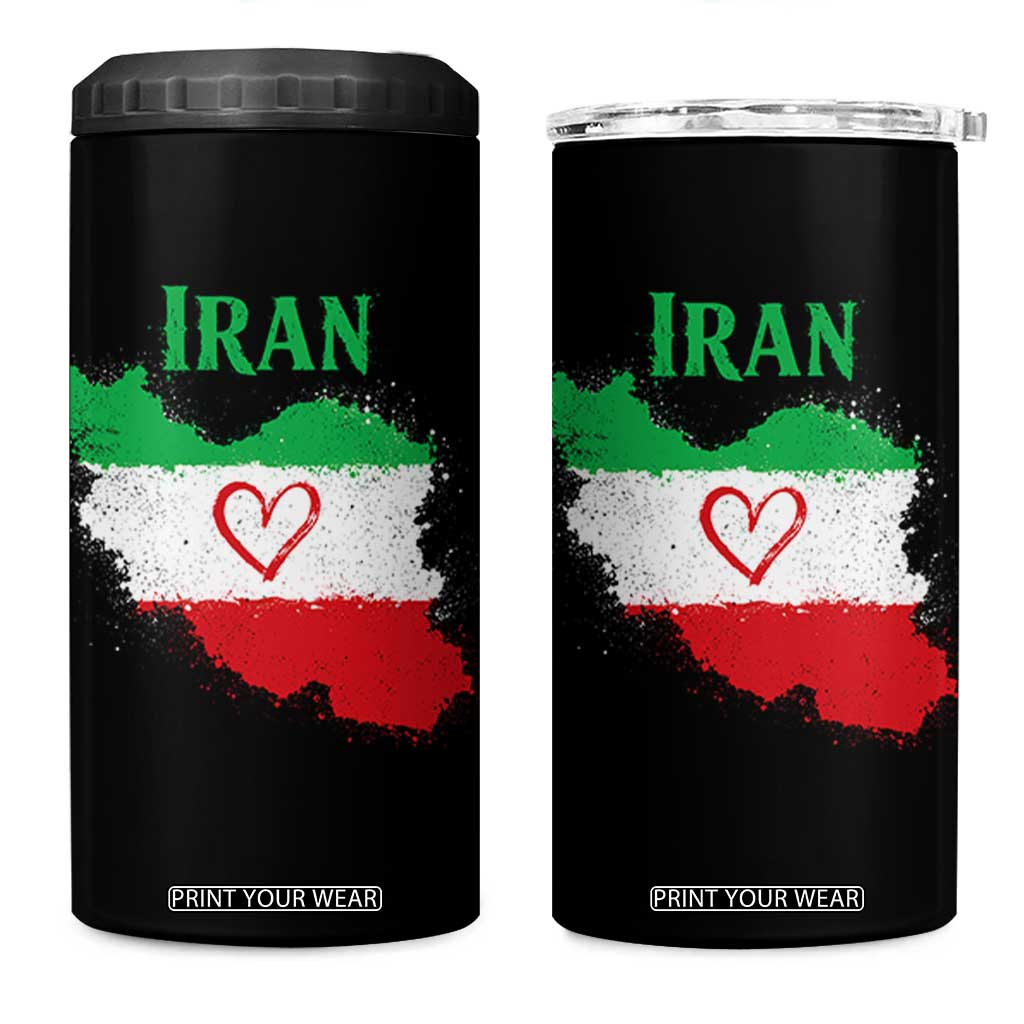 Iran Heart Map Flag 4 in 1 Can Cooler Tumbler Retro Vintage Watercolors Freedom Iranian Persian TS10 One Size: 16 oz Black Print Your Wear