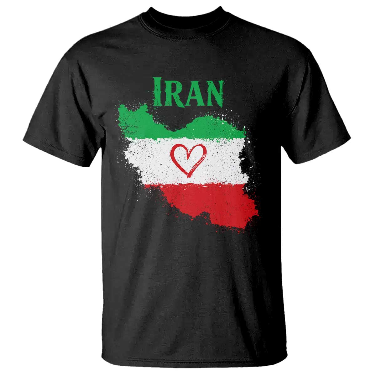 Iran Heart Map Flag T Shirt Retro Vintage Watercolors Freedom Iranian Persian TS10 Black Print Your Wear