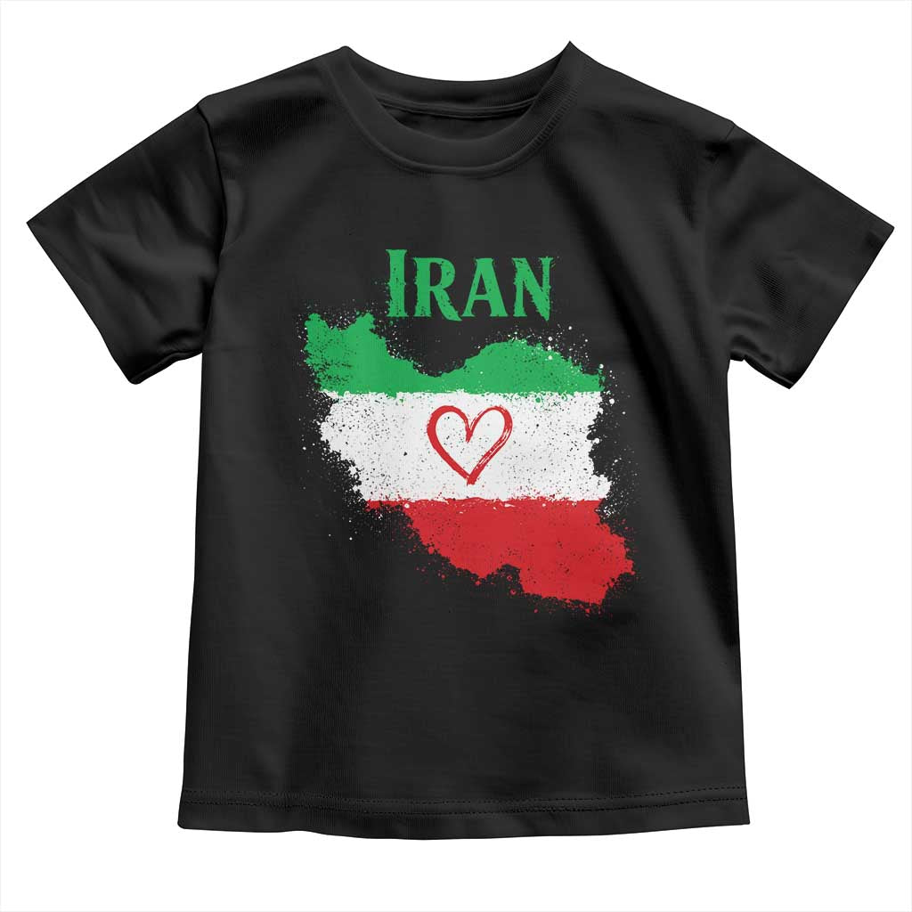 Iran Heart Map Flag Toddler T Shirt Retro Vintage Watercolors Freedom Iranian Persian TS10 Black Print Your Wear
