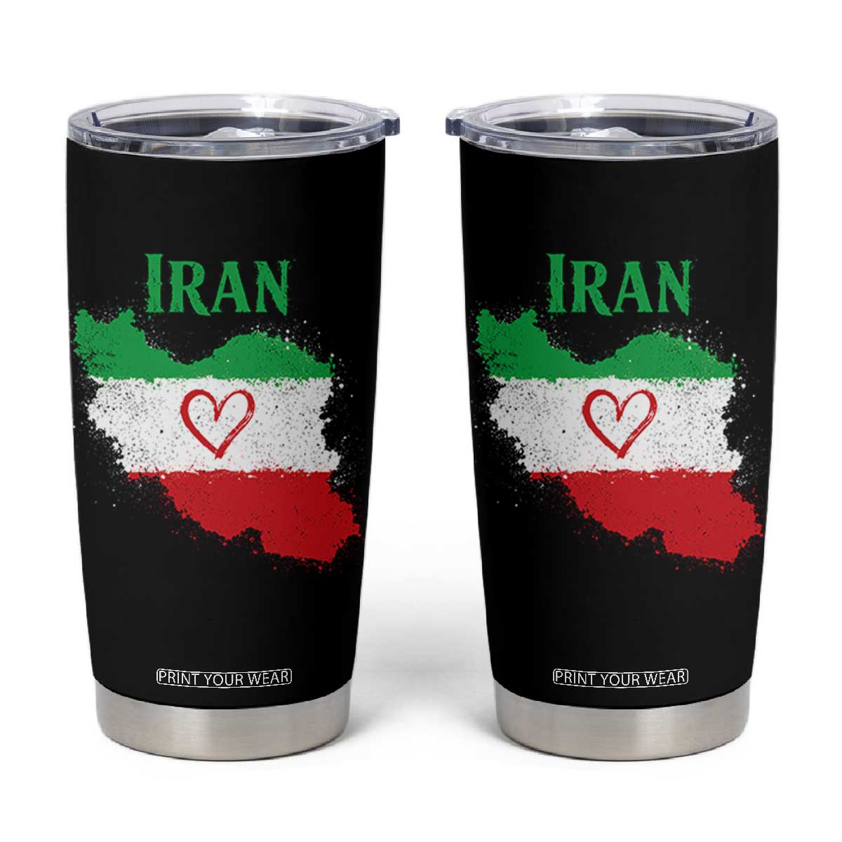 Iran Heart Map Flag Tumbler Cup Retro Vintage Watercolors Freedom Iranian Persian TS10 Black Print Your Wear