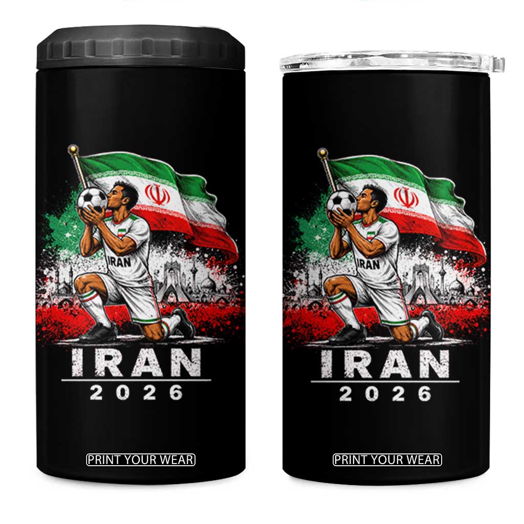 Iran Soccer 2026 4 in 1 Can Cooler Tumbler Retro Vintage Watercolors Iranian Persian World Football Fan TS10 One Size: 16 oz Black Print Your Wear