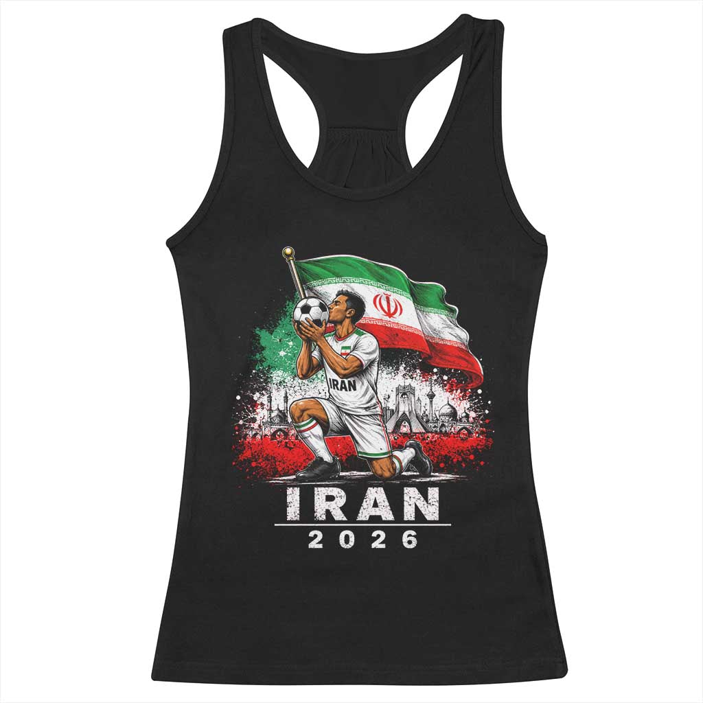 Iran Soccer 2026 Racerback Tank Top Retro Vintage Watercolors Iranian Persian World Football Fan TS10 Black Print Your Wear