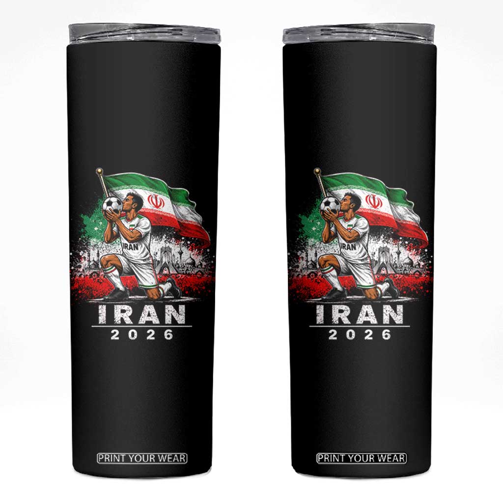 Iran Soccer 2026 Skinny Tumbler Retro Vintage Watercolors Iranian Persian World Football Fan TS10 Black Print Your Wear