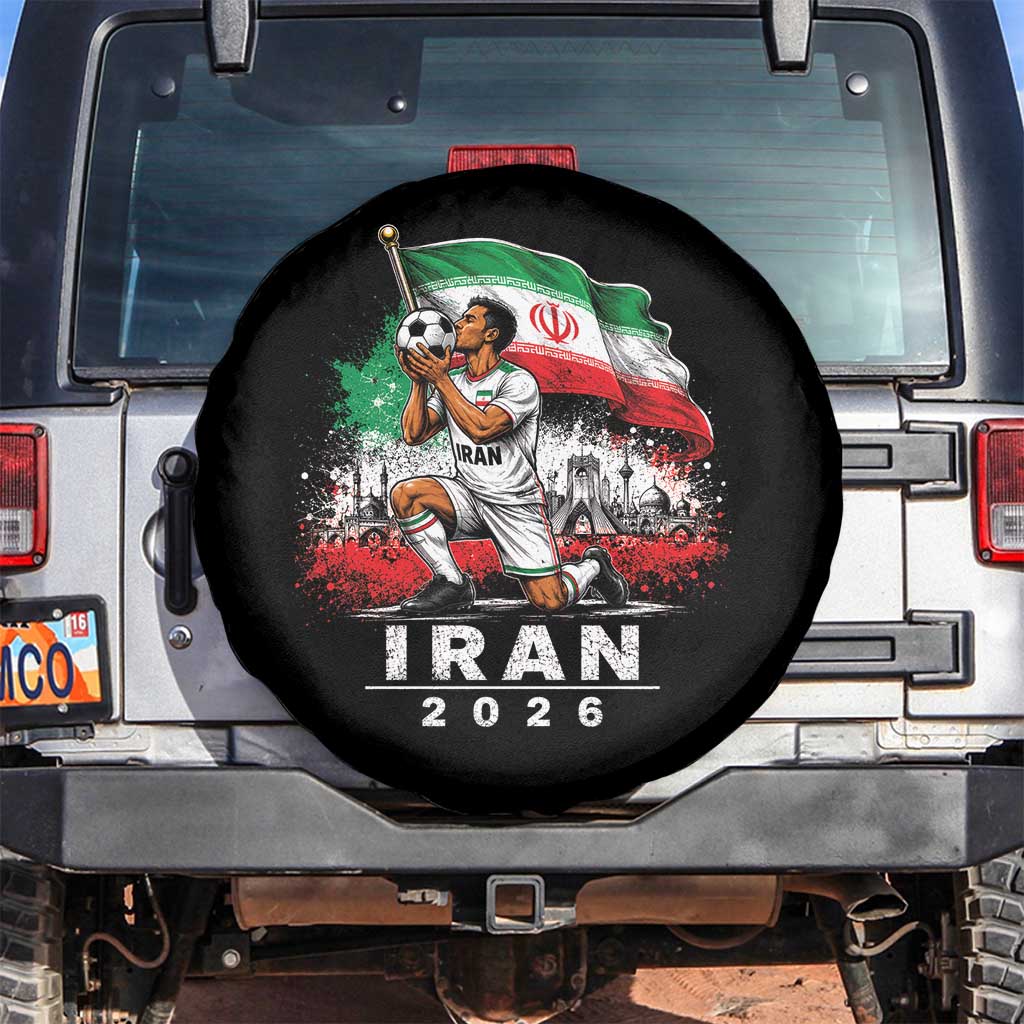 Iran Soccer 2026 Spare Tire Cover Retro Vintage Watercolors Iranian Persian World Football Fan TS10 No hole Black Print Your Wear