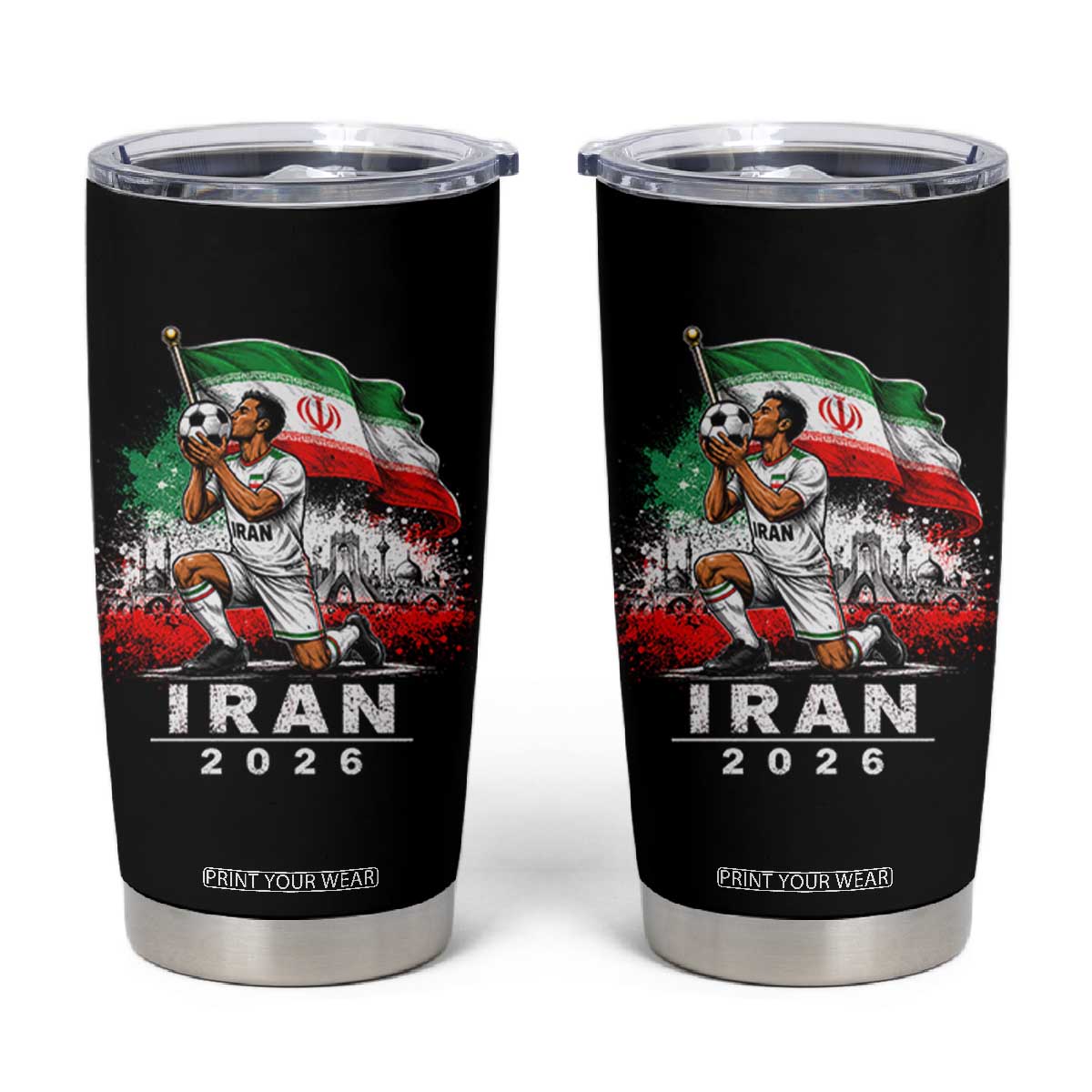 Iran Soccer 2026 Tumbler Cup Retro Vintage Watercolors Iranian Persian World Football Fan TS10 Black Print Your Wear