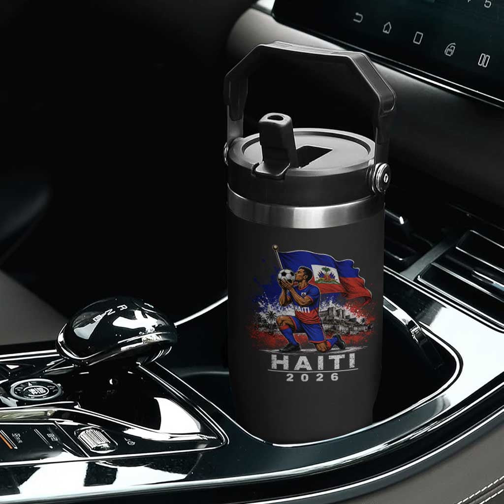 Haiti Soccer 2026 Flip Straw Tumbler Haitian World Football Fan Ayiti Lover