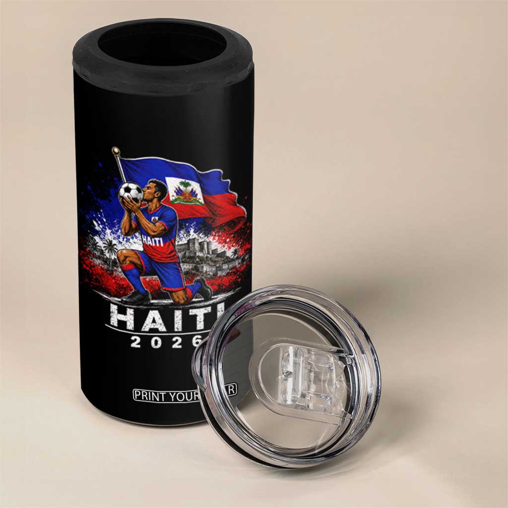 Haiti Soccer 2026 4 in 1 Can Cooler Tumbler Haitian World Football Fan Ayiti Lover