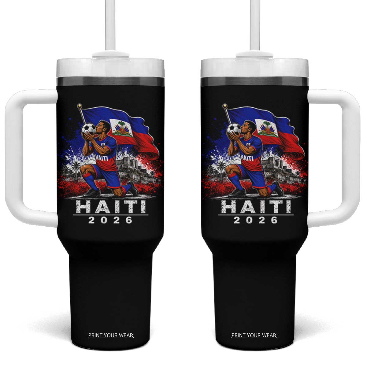 Haiti Soccer 2026 Tumbler With Handle Haitian World Football Fan Ayiti Lover