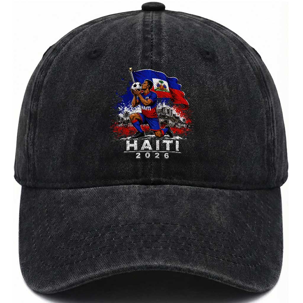 Haiti Soccer 2026 Washed Cotton Baseball Cap Haitian World Football Fan Ayiti Lover TS10 Print Your Wear