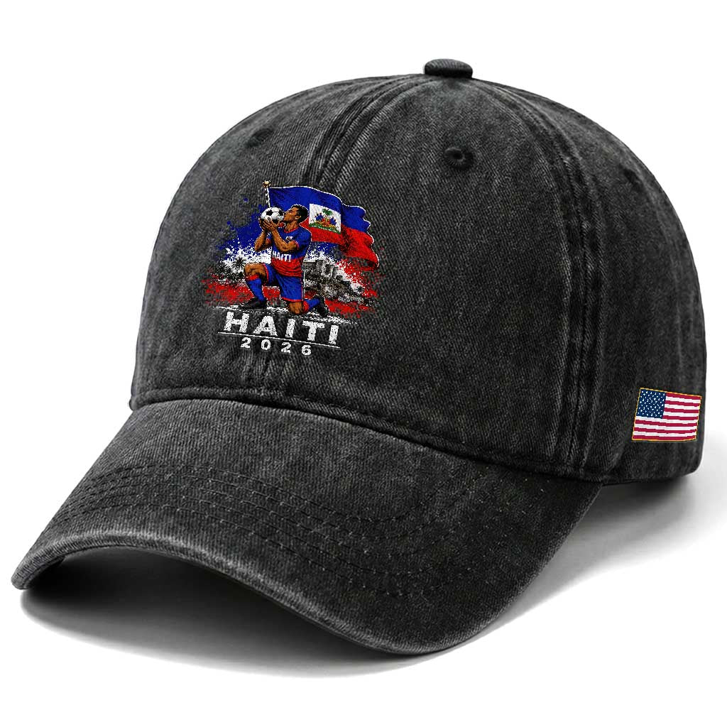 Haiti Soccer 2026 Washed Cotton Baseball Cap Haitian World Football Fan Ayiti Lover TS10 Print Your Wear