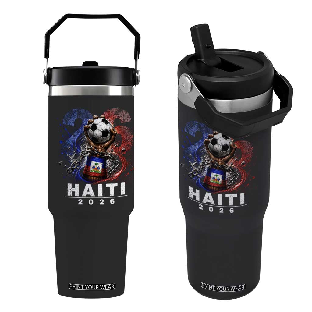 Haiti Soccer 2026 Flip Straw Tumbler World Football Fan Haitian Pride Ayiti TS10 One Size: 30 oz Black Print Your Wear