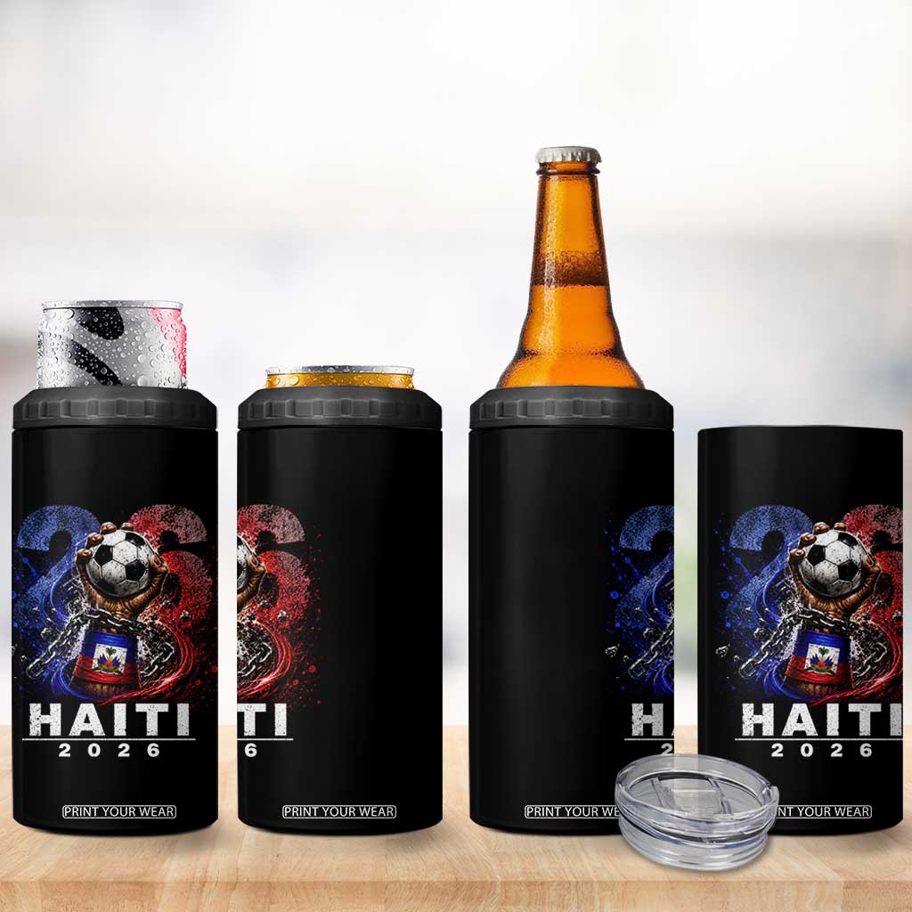 Haiti Soccer 2026 4 in 1 Can Cooler Tumbler World Football Fan Haitian Pride Ayiti