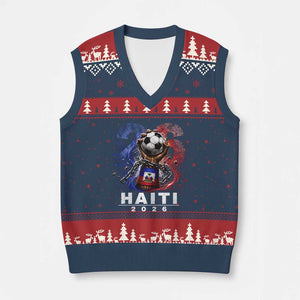 Haiti Soccer 2026 V-Neck Knit Sweater Vest World Football Fan Haitian Pride Ayiti