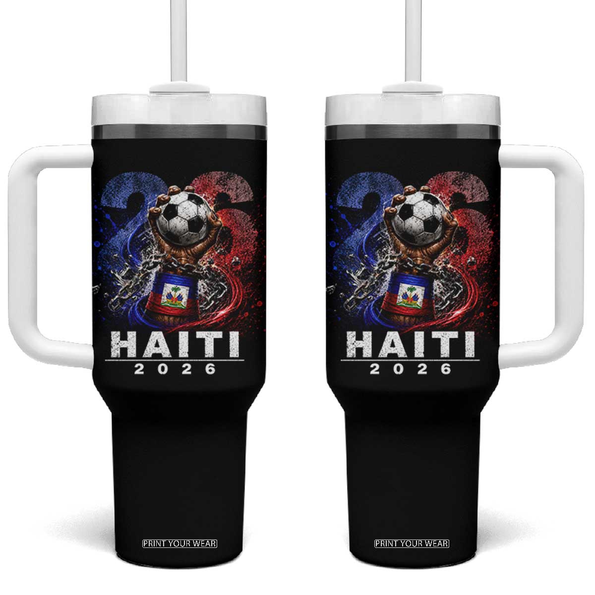 Haiti Soccer 2026 Tumbler With Handle World Football Fan Haitian Pride Ayiti TS10 One Size: 40 oz Black Print Your Wear