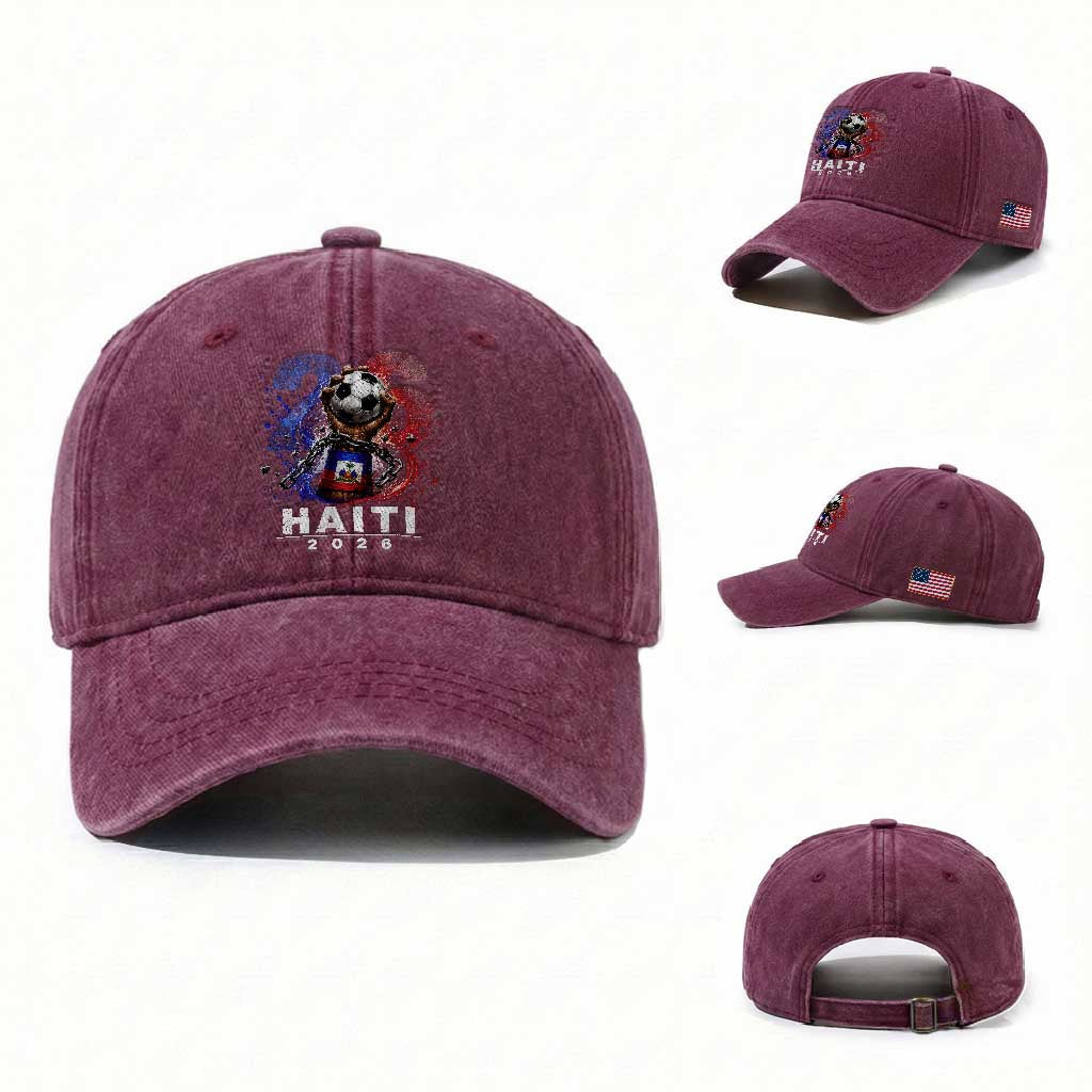 Haiti Soccer 2026 Washed Cotton Baseball Cap World Football Fan Haitian Pride Ayiti