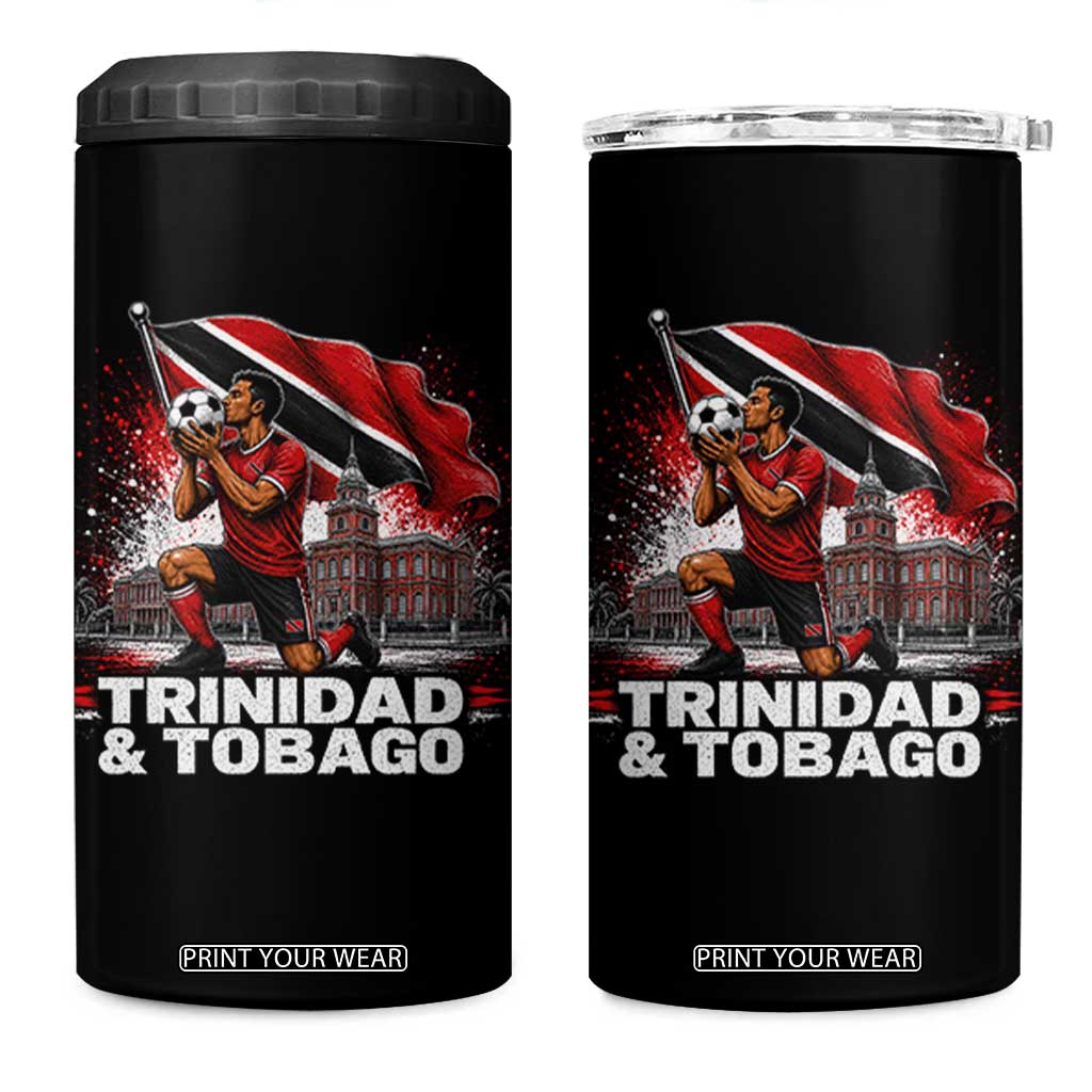 Trinidad and Tobago Soccer 4 in 1 Can Cooler Tumbler Patriotic Football Fan Caribbean Pride Gift TS10 One Size: 16 oz Black Print Your Wear