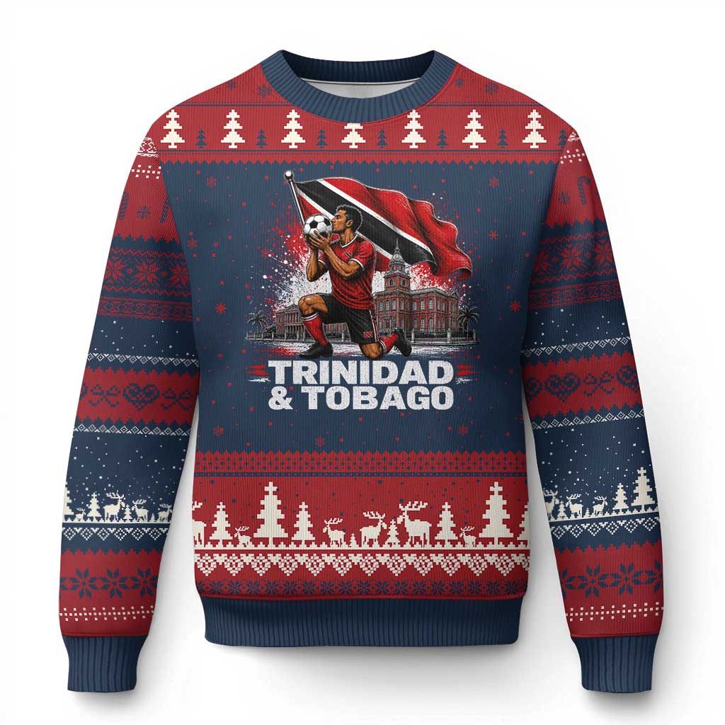Trinidad and Tobago Soccer Ugly Christmas Sweater Patriotic Football Fan Caribbean Pride Gift TS10 Navy Red Print Your Wear