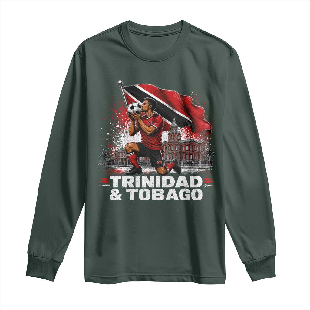 Trinidad and Tobago Soccer Long Sleeve Shirt Patriotic Football Fan Caribbean Pride Gift TS10 Dark Forest Green Print Your Wear