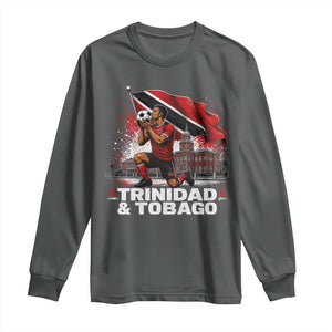 Trinidad and Tobago Soccer Long Sleeve Shirt Patriotic Football Fan Caribbean Pride Gift TS10 Dark Heather Print Your Wear