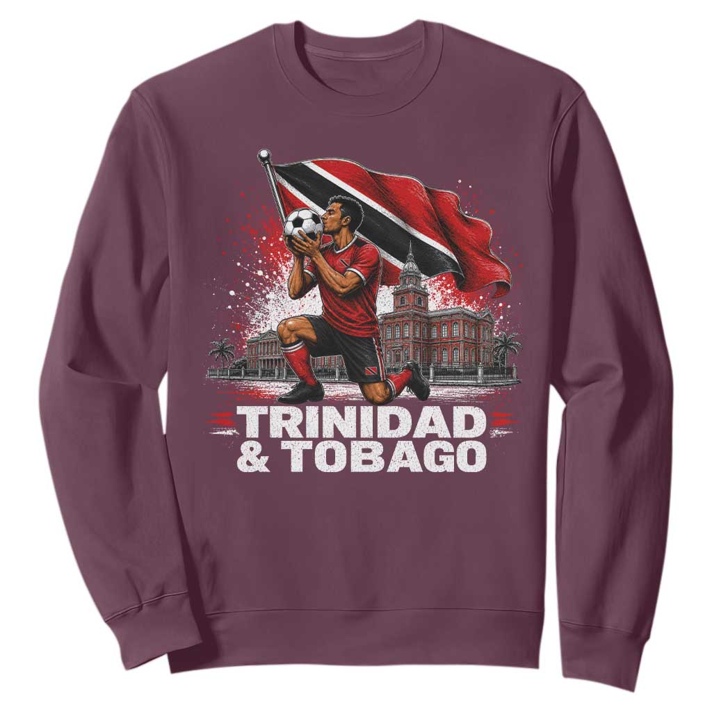 Trinidad and Tobago Soccer Sweatshirt Patriotic Football Fan Caribbean Pride Gift TS10 Maroon Print Your Wear