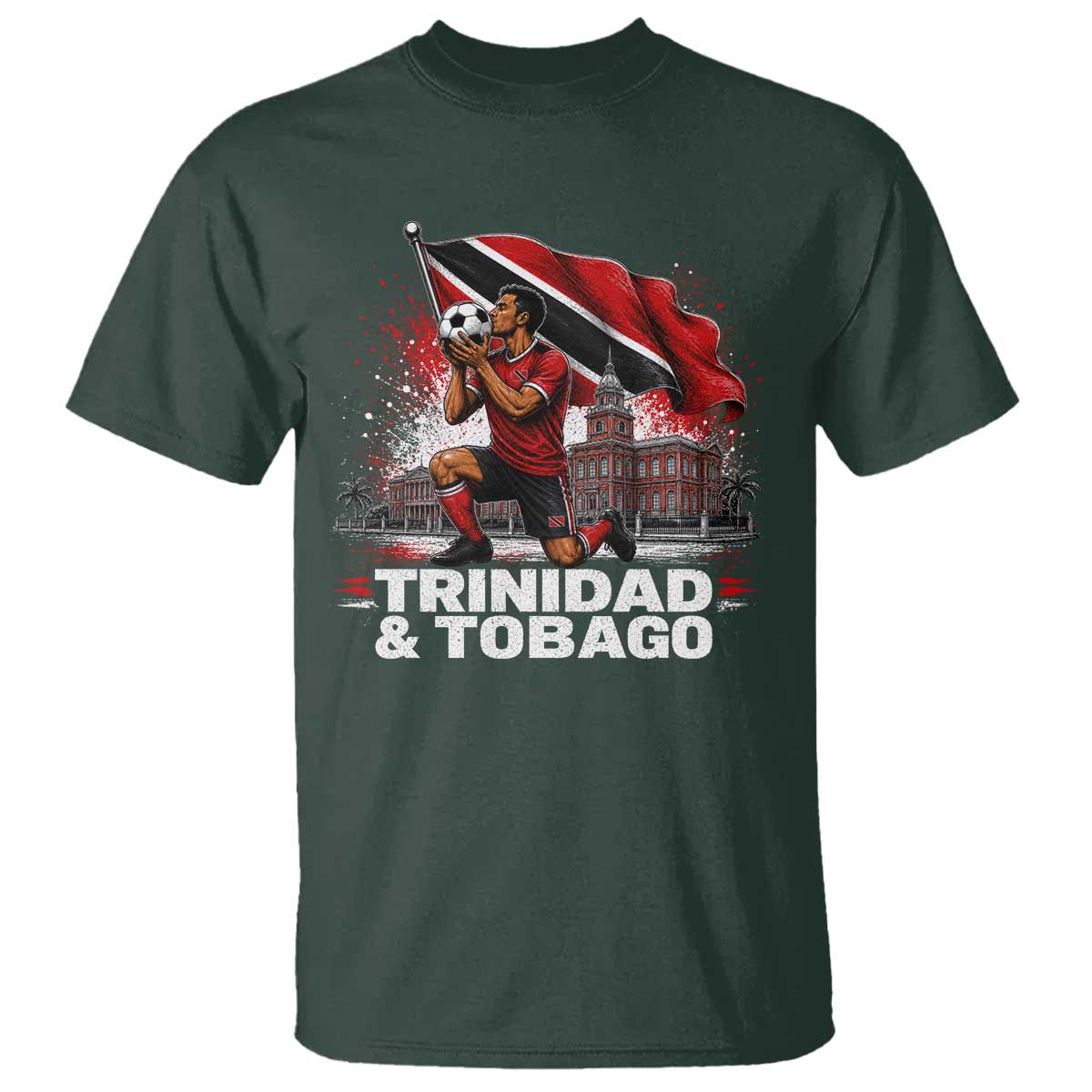 Trinidad and Tobago Soccer T Shirt Patriotic Football Fan Caribbean Pride Gift TS10 Dark Forest Green Print Your Wear
