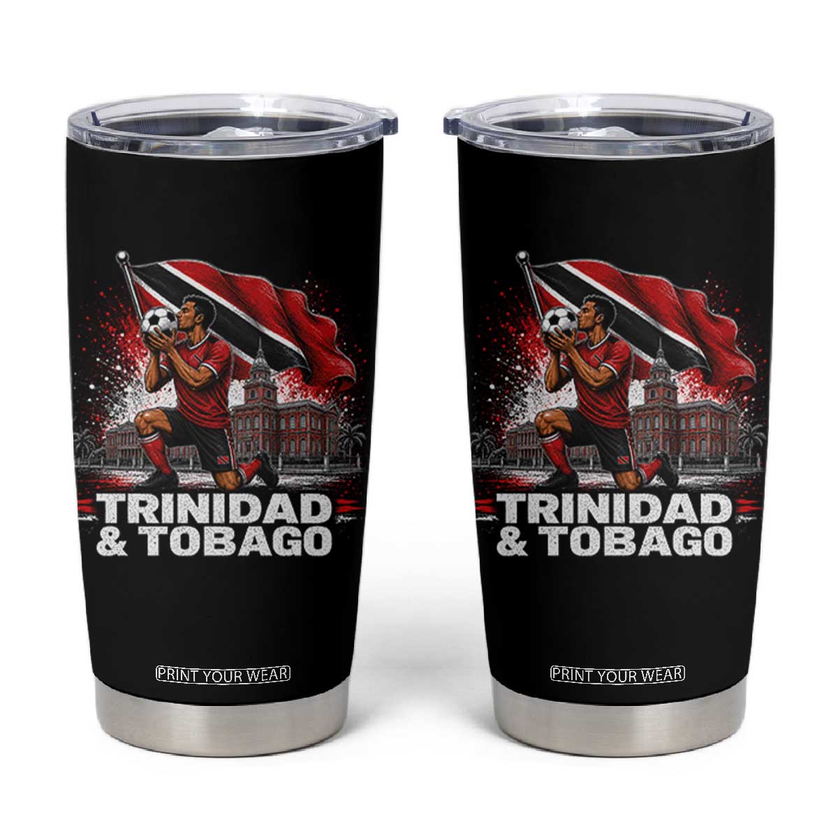 Trinidad and Tobago Soccer Tumbler Cup Patriotic Football Fan Caribbean Pride Gift TS10 Black Print Your Wear