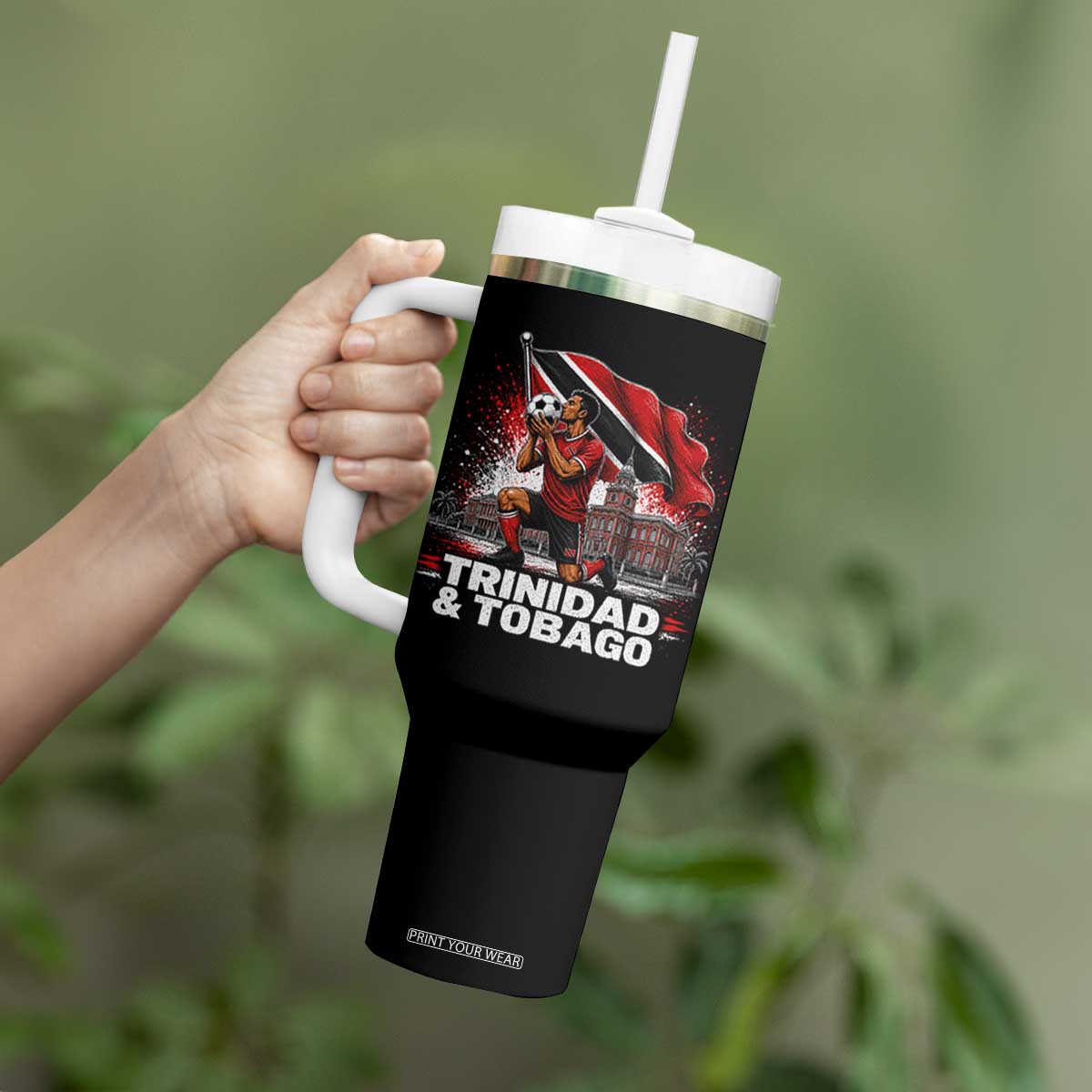 Trinidad and Tobago Soccer Tumbler With Handle Patriotic Football Fan Caribbean Pride Gift TS10 Print Your Wear