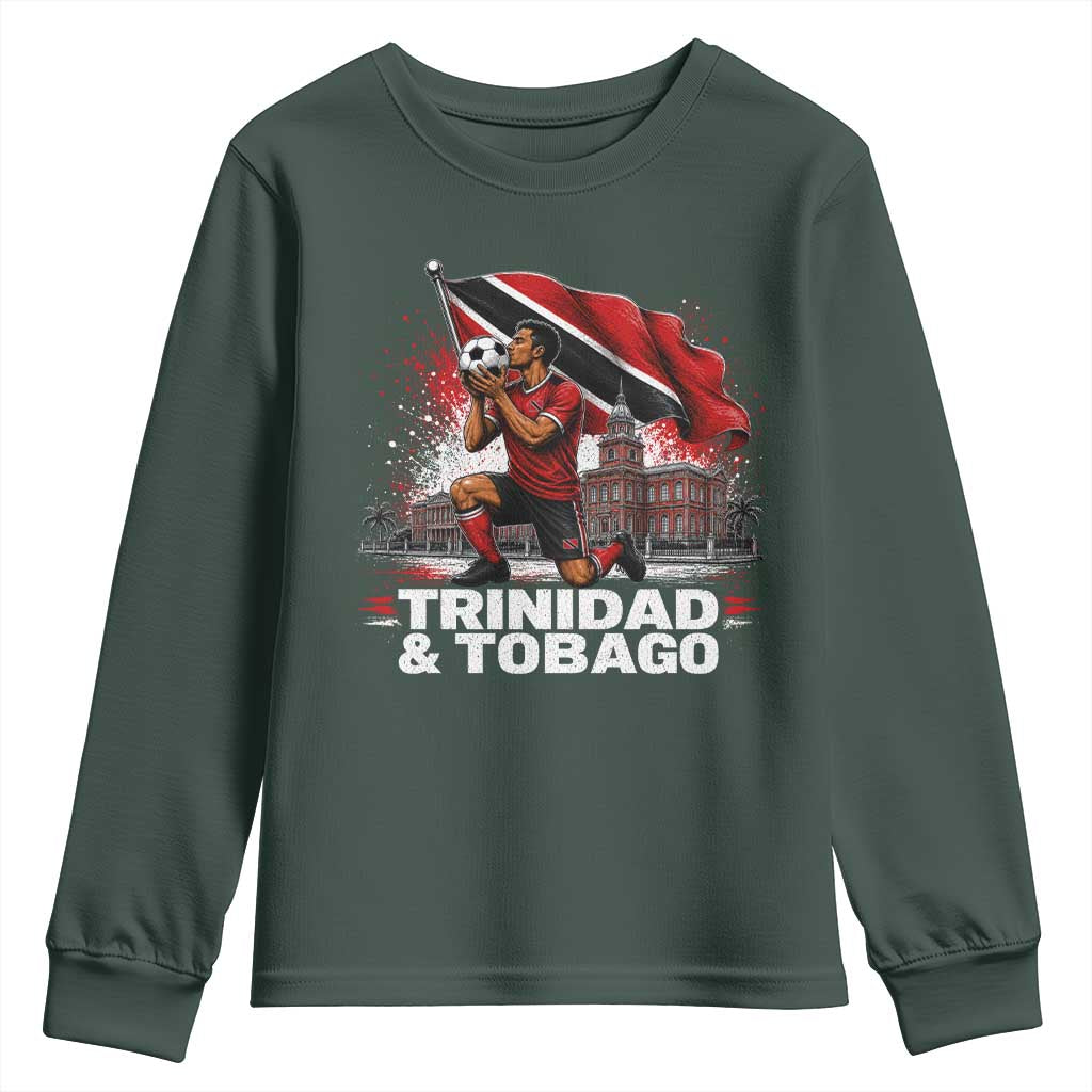 Trinidad and Tobago Soccer Youth Sweatshirt Patriotic Football Fan Caribbean Pride Gift TS10 Dark Forest Green Print Your Wear