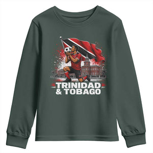 Trinidad and Tobago Soccer Youth Sweatshirt Patriotic Football Fan Caribbean Pride Gift TS10 Dark Forest Green Print Your Wear
