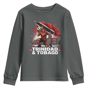 Trinidad and Tobago Soccer Youth Sweatshirt Patriotic Football Fan Caribbean Pride Gift TS10 Dark Heather Print Your Wear