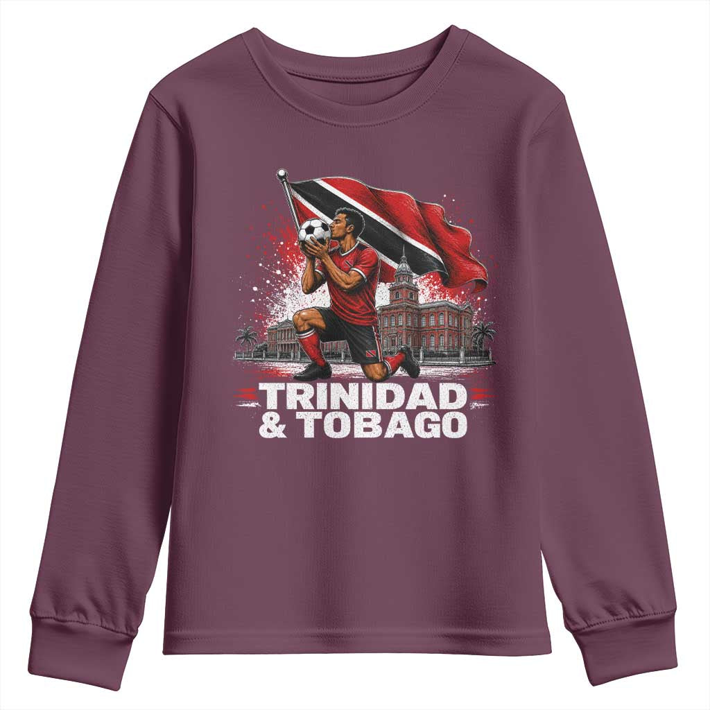 Trinidad and Tobago Soccer Youth Sweatshirt Patriotic Football Fan Caribbean Pride Gift TS10 Maroon Print Your Wear