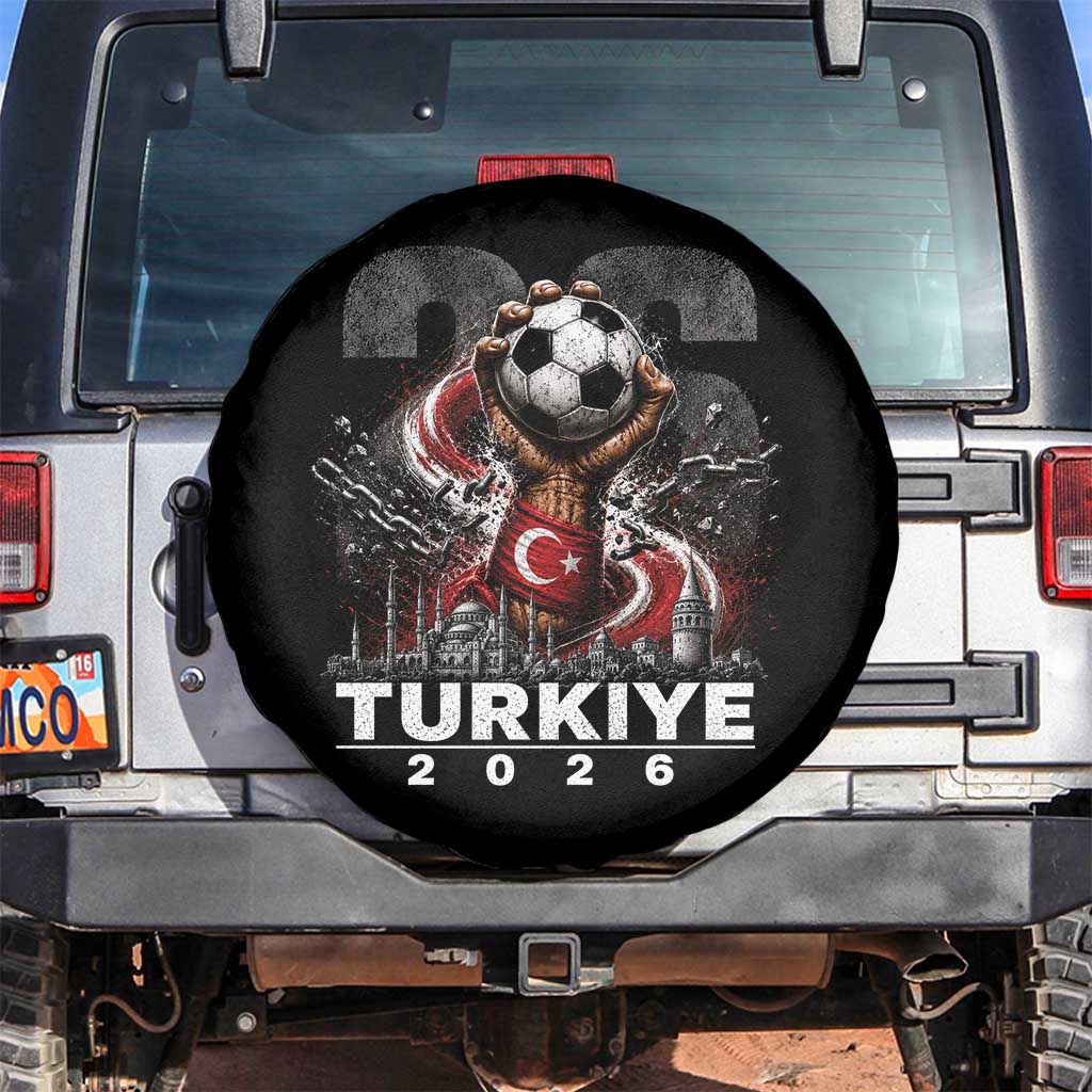 Turkish Soccer Spare Tire Cover Turkey Football Fan Vintage Turkish Pride TS10 No hole Black Print Your Wear