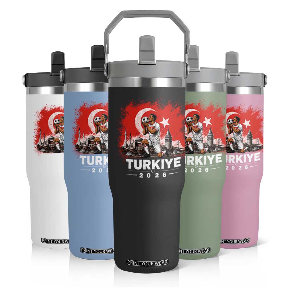 Turkish Soccer 2026 Flip Straw Tumbler Turkey Football Fan Vintage Turkish Pride