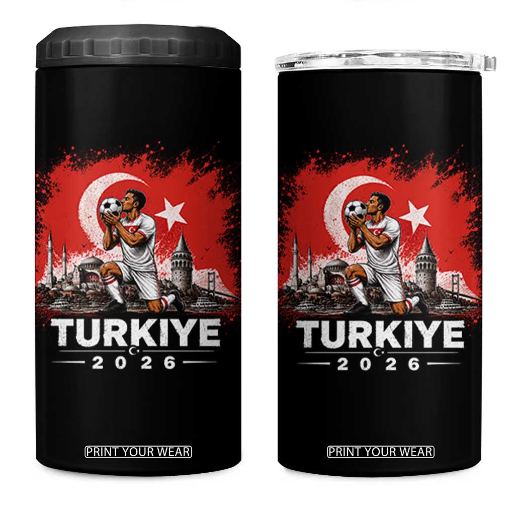 Turkish Soccer 2026 4 in 1 Can Cooler Tumbler Turkey Football Fan Vintage Turkish Pride