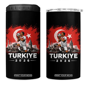 Turkish Soccer 2026 4 in 1 Can Cooler Tumbler Turkey Football Fan Vintage Turkish Pride
