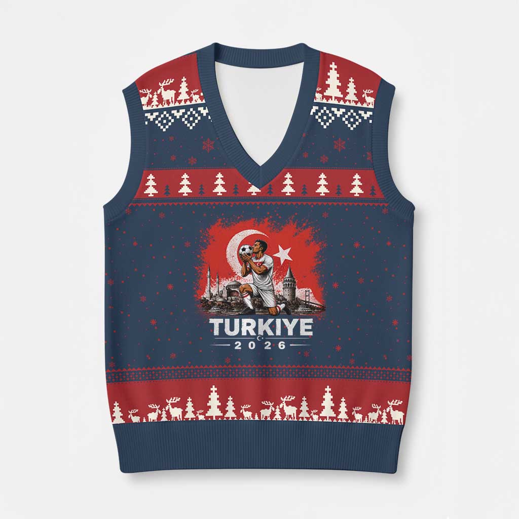 Turkish Soccer 2026 V-Neck Knit Sweater Vest Turkey Football Fan Vintage Turkish Pride