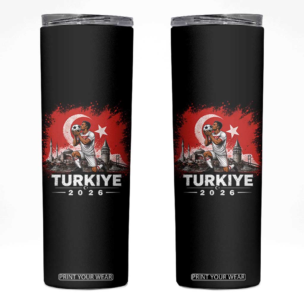 Turkish Soccer 2026 Skinny Tumbler Turkey Football Fan Vintage Turkish Pride TS10 Black Print Your Wear