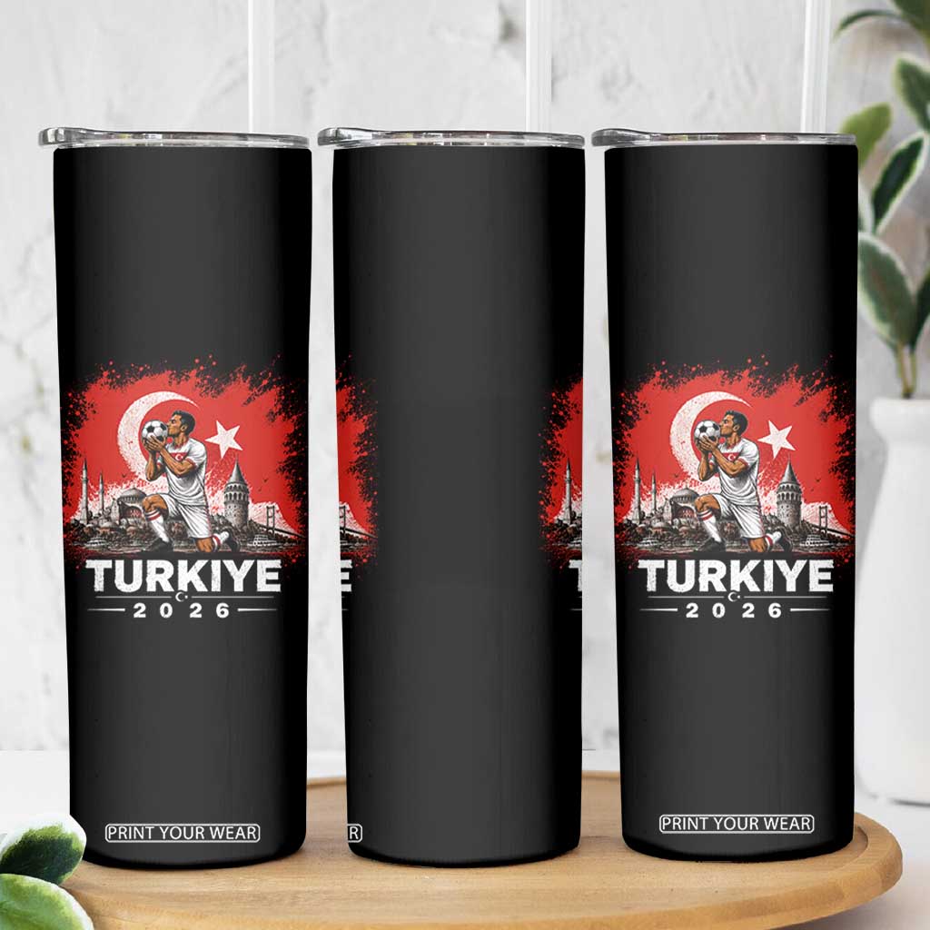 Turkish Soccer 2026 Skinny Tumbler Turkey Football Fan Vintage Turkish Pride TS10 Print Your Wear