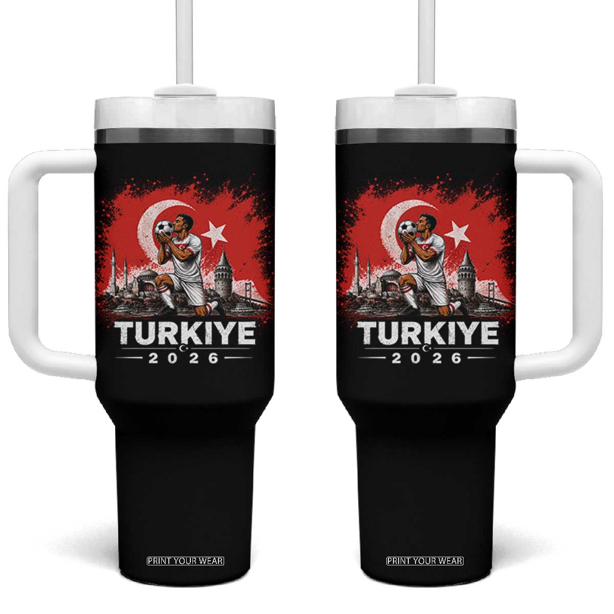Turkish Soccer 2026 Tumbler With Handle Turkey Football Fan Vintage Turkish Pride