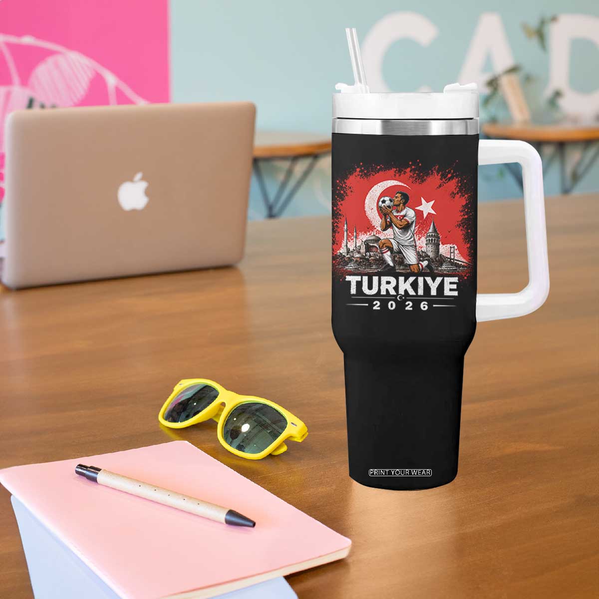 Turkish Soccer 2026 Tumbler With Handle Turkey Football Fan Vintage Turkish Pride